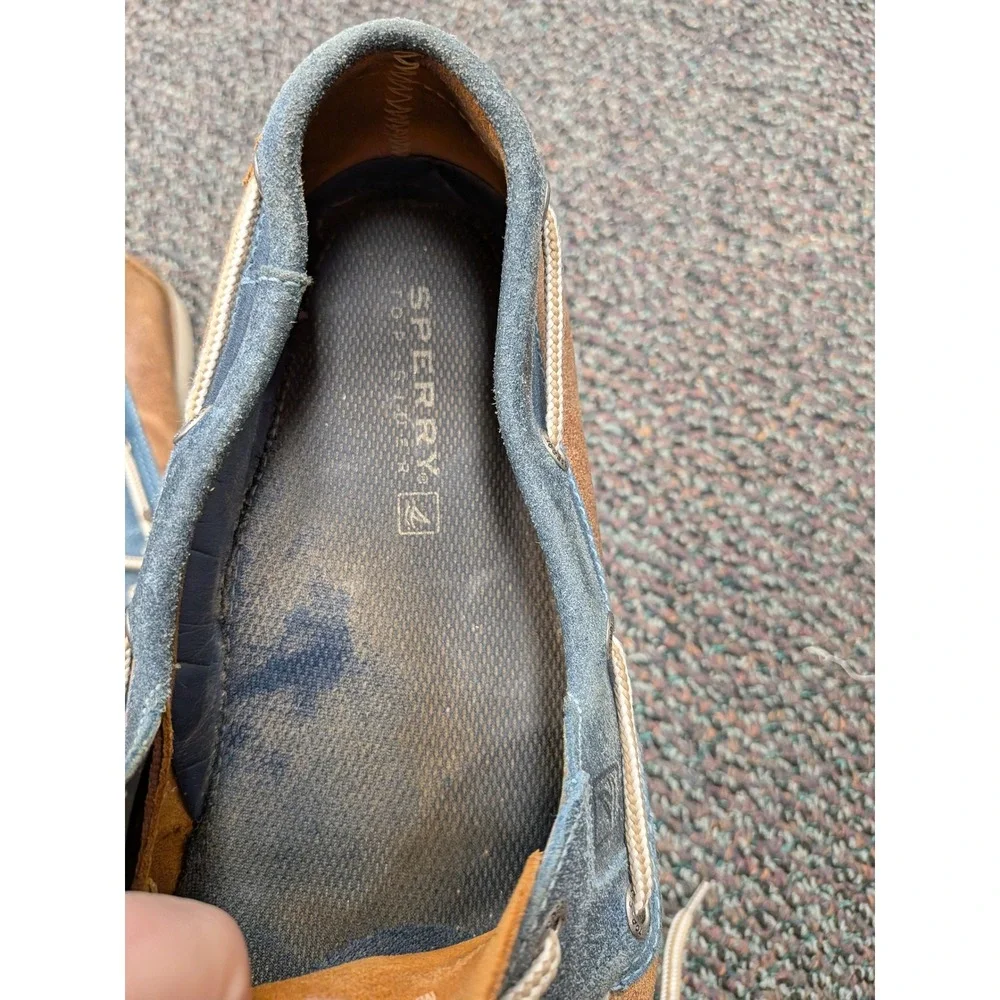 Sperry Top-Sider Mens 11M Brown Leather Blue Suede Boat Shoes 1770999